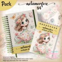 Bloquinho A6 Caderno Pautado A5+bloquinho Metamorfose N4