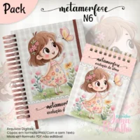 Bloquinho A6 Caderno Pautado A5+bloquinho Metamorfose N6