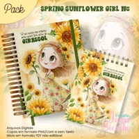 Bloquinho A6 Caderno Pautado A5+bloquinho Spring Sunflower Girl N5