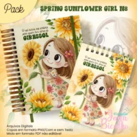 Bloquinho A6 Caderno Pautado A5+bloquinho Spring Sunflower Girl N8