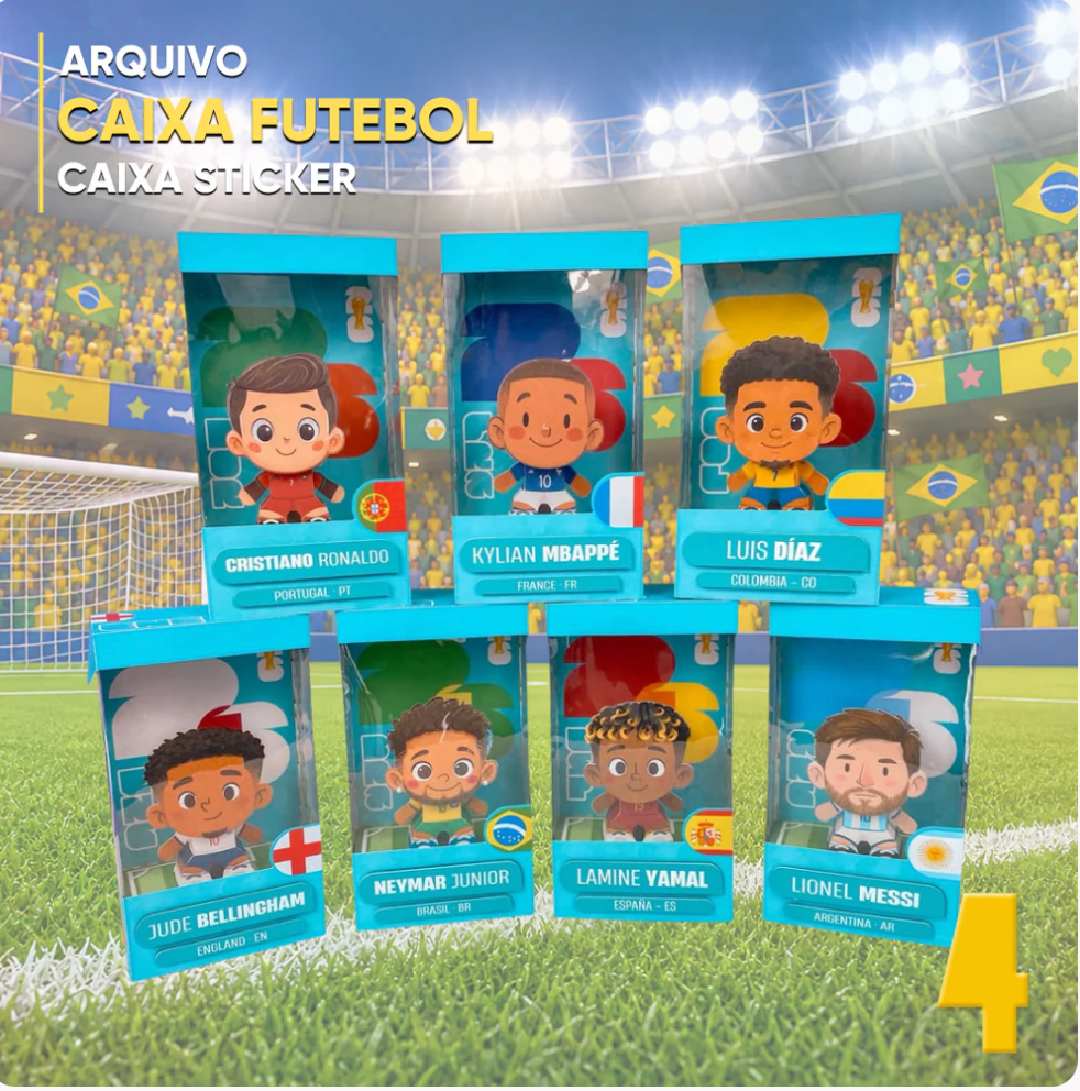 Coleção Caixa Figurinhas 3D Craques do Mundial Copa