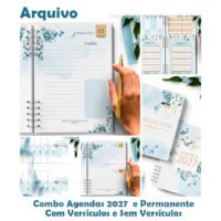 Combo Agenda 2027 Floral Azul