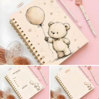 Caderno A5 Ursinhão Balão Minimalista