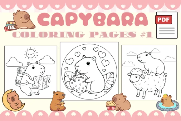 Capivara-1-Livro-de-Colorir-3 Capivara #1 Livro de Colorir - Imagem 1