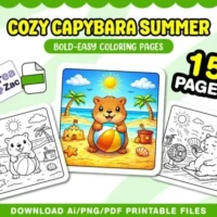 Capivara Summer Livro de Colorir