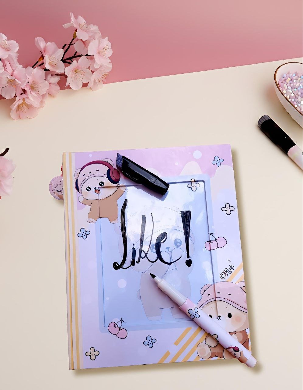 Encadernacao-Especial-Caderno-Quadro-Cute-Bear Encadernação Especial Caderno Quadro Cute Bear - Imagem 1