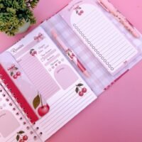 Encadernação Especial Duplo A5 Fit Caderno de Receitas Cerejinha