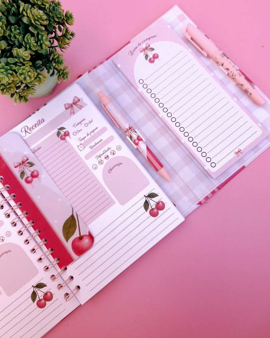 Encadernacao-Especial-Duplo-A5-Fit-Caderno-de-Receitas-Cerejinha Encadernação Especial Duplo A5 Fit Caderno de Receitas Cerejinha - Imagem 1