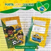 Kit Digital Art Ideia Porta Copo Colorir futebol