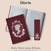 Kit Encadernação Diario Coleção Laços e Rosas Costura