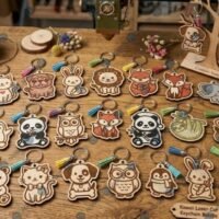 Laser Cut Kawaii Animal Keychain