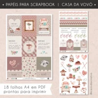 Papéis para Scrapbook A4 Casa da Vovó