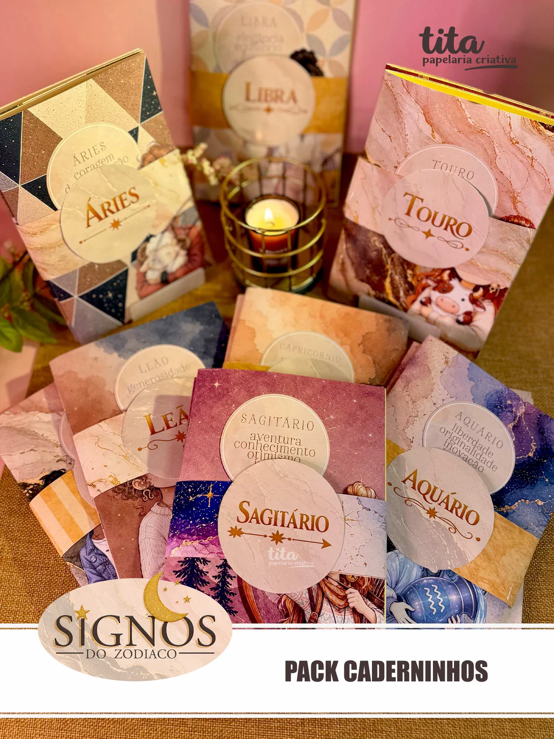 Signos-do-Zodiaco-Pack-Caderninhos Signos do Zodíaco Pack Caderninhos - Imagem 1
