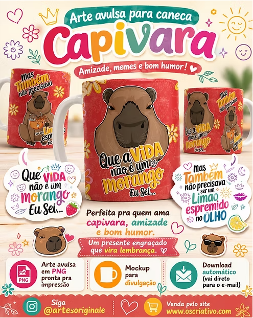 capivara Arte para Caneca Capivara - Imagem 1