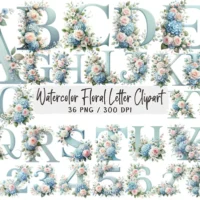 Floral Letter Clipart Bundle
