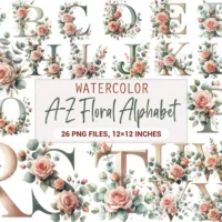 A Z Floral Alphabet Clipart Bundle