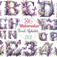 Floral Alphabet Clipart Bundle