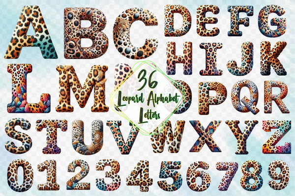 01532_Leapard-Alphabet-Clipart-Bundle Leapard Alphabet Clipart Bundle - Imagem 1