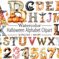 Halloween Alphabet From Clipart Bundle