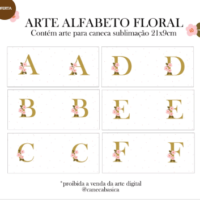 Alfabeto Floral Verde Sublimação