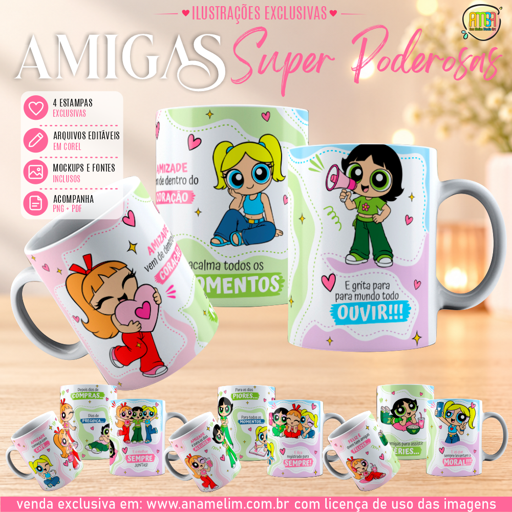 Arte-caneca-Amigas-Super-Poderosas Arte Caneca Amigas Super Poderosas - Imagem 1