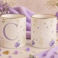 Arte para Caneca Alfabeto Flores do Campo Lilas