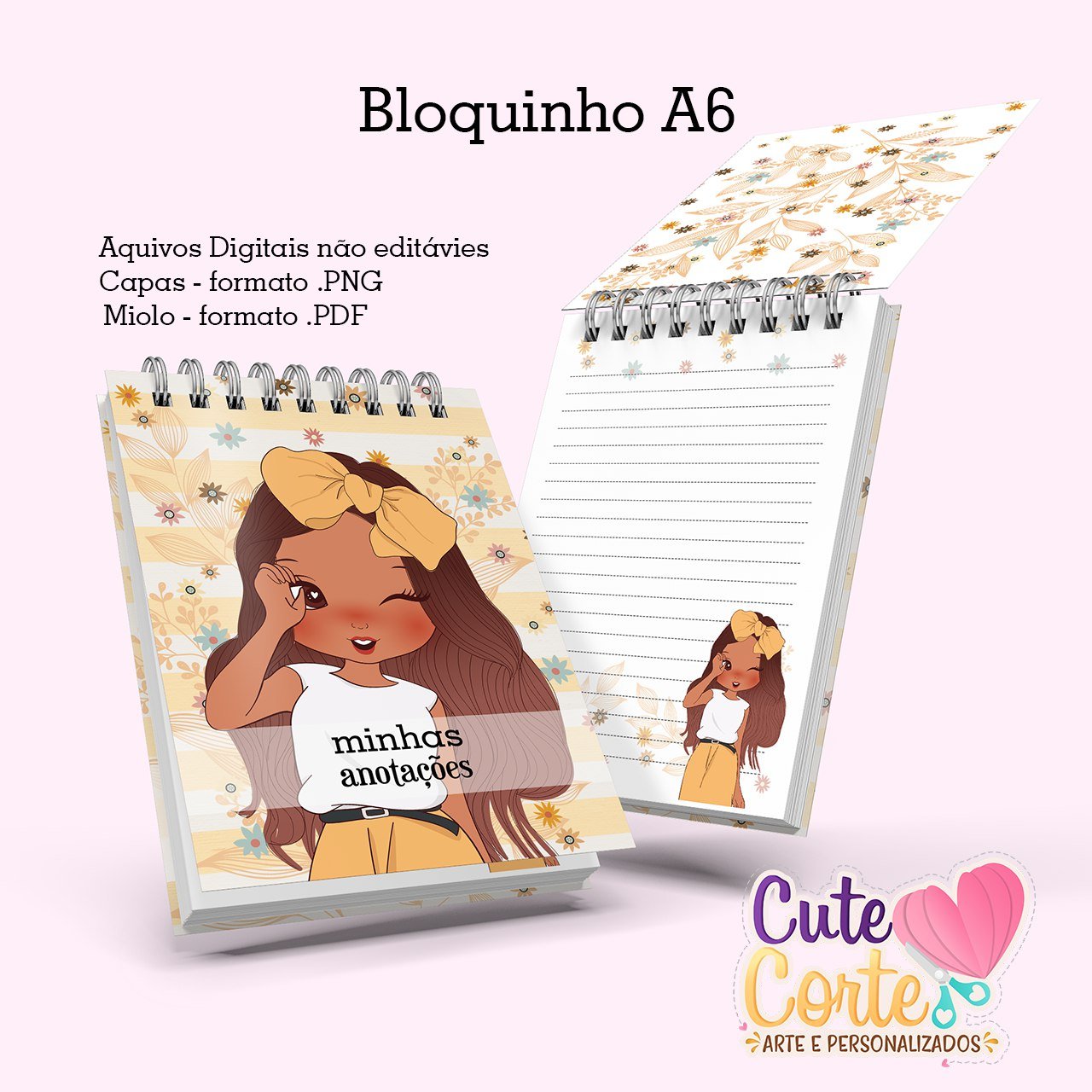 BRINDE_bloquinhoA6_Pretty-Girl1_Cut-Corte Bloquinhoa6 Pretty Girl1 Cut Corte - Imagem 1