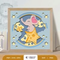 Baby Elephant 3D Shadow Box