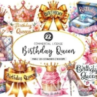 Birthday Queen Quotes Clipart Bundle