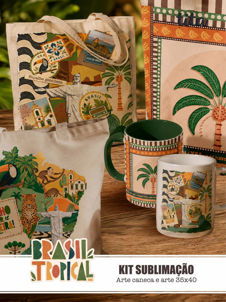 Brasil-Tropical-Kit-Sublimacao-Caneca-e-Ecobags- Brasil Tropical Kit Sublimação ( Caneca e Ecobags ) - Imagem 1