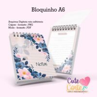 Bloquinho Floral Azul e Rosa