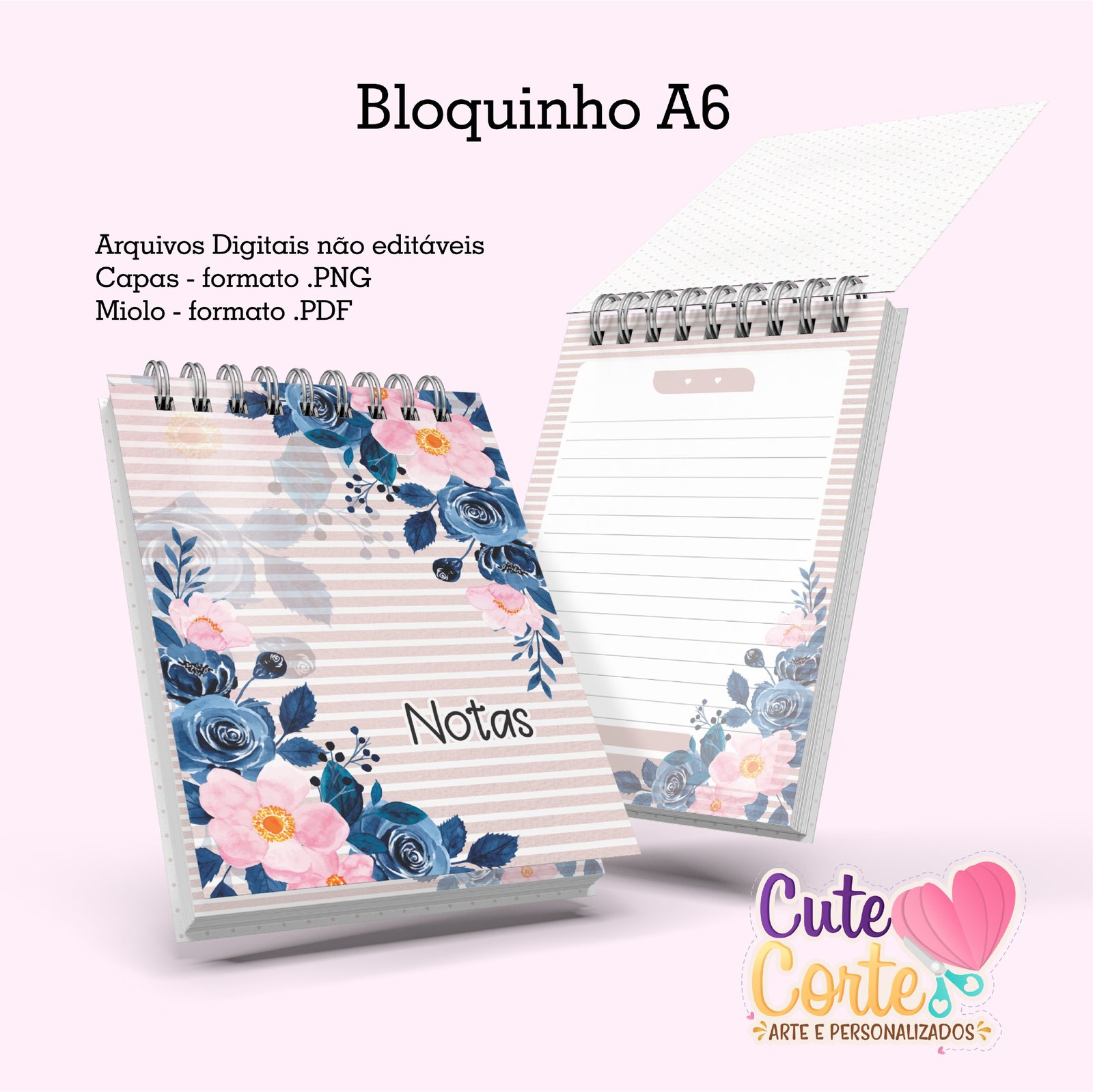 Brinde-Bloquinho_Floral-Azul-e-Rosa Bloquinho Floral Azul e Rosa - Imagem 1