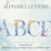 Butterfly Floral Alphabet Glitter Font