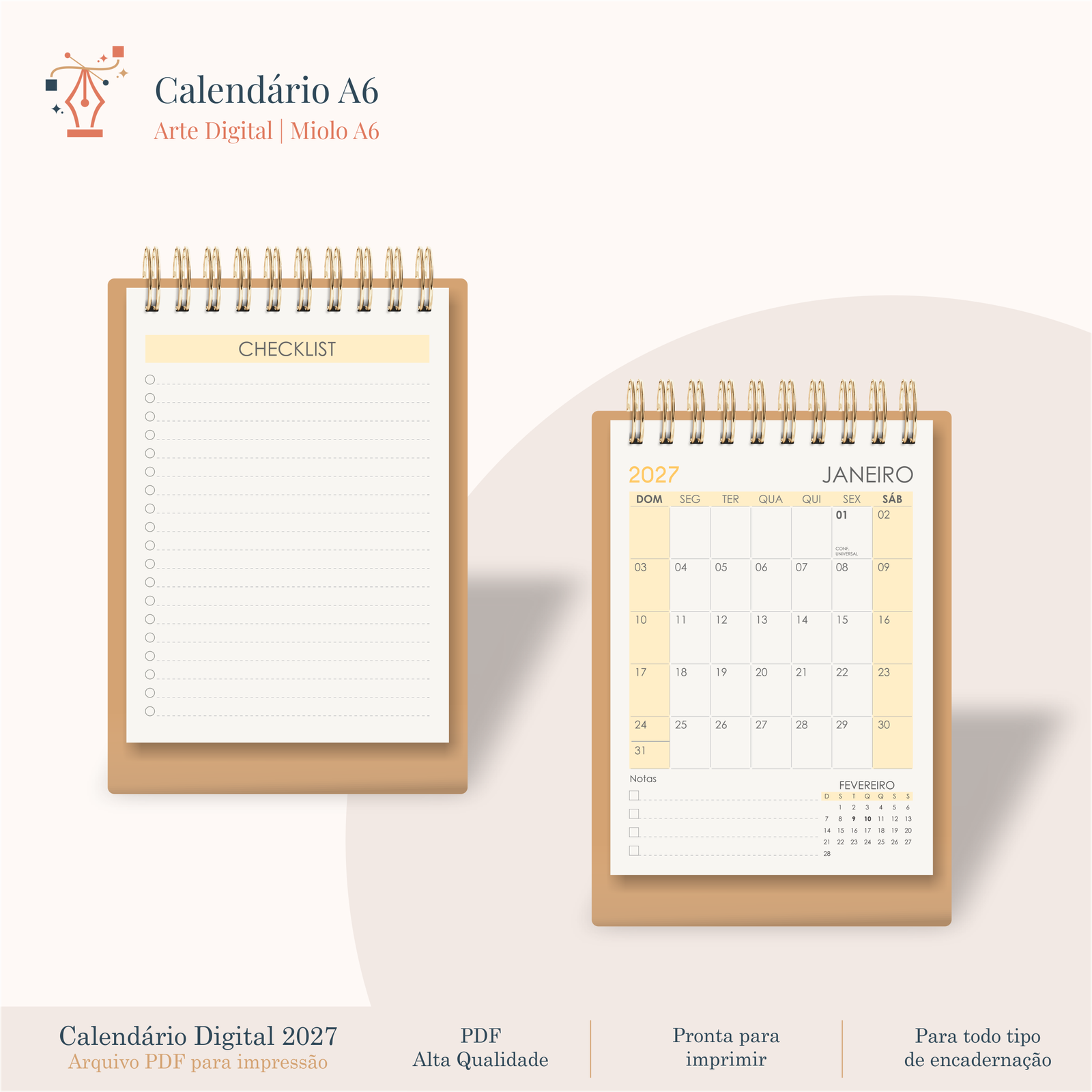 CALENDARIO-A6-RETRATO Calendário A6 Retrato - Imagem 1