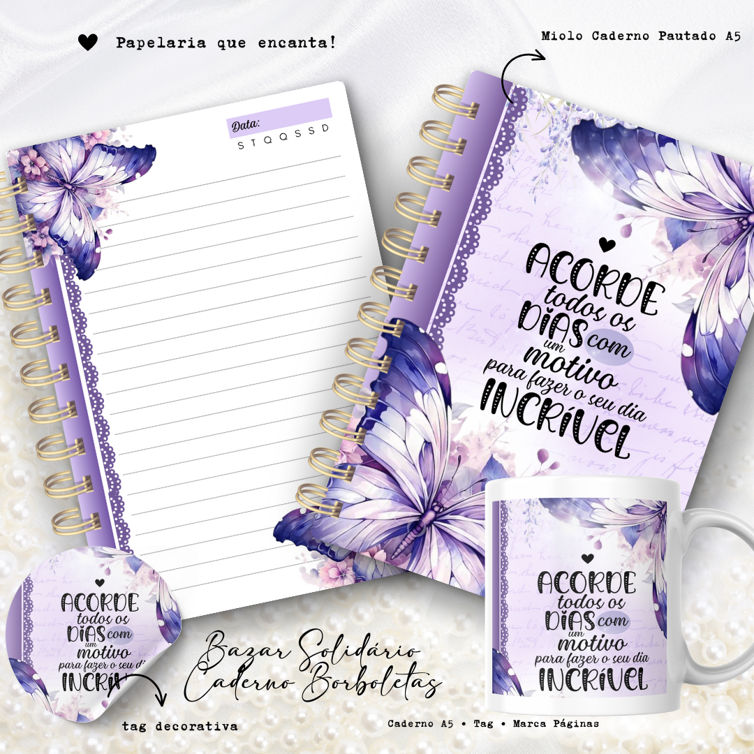 Caderno-Borboleta-Lilas Caderno Borboleta Lilás - Imagem 1