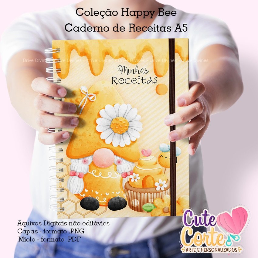 Caderno-Receitas-A5-Happy-Bee Caderno Receitas A5 Happy Bee - Imagem 1