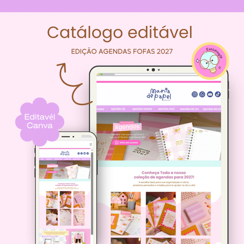 Catalogo-Editavel-Canva-Agendas-2027 Catálogo Editável Canva Agendas - Imagem 1