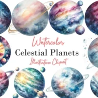 Celestial Planets Clipart Bundle