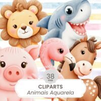 Cliparts Animais Aquarela PNG