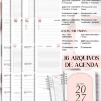 Combo 16 Agendas Femininas Neutra Permanente Versículos Frases Horários