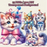 Cute Cat Birthday PNG
