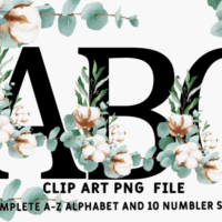 Floral Alphabet Sublimation Clipart