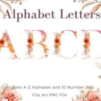 Floral Alphabet Sublimation Watercolor