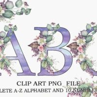 Flower Alphabet Doodle Sublimation PNG