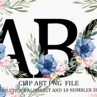 Flower Alphabet Sublimation Clipart PNG