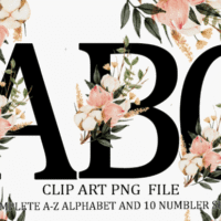 Flower Watercolor Alphabet Sublimation