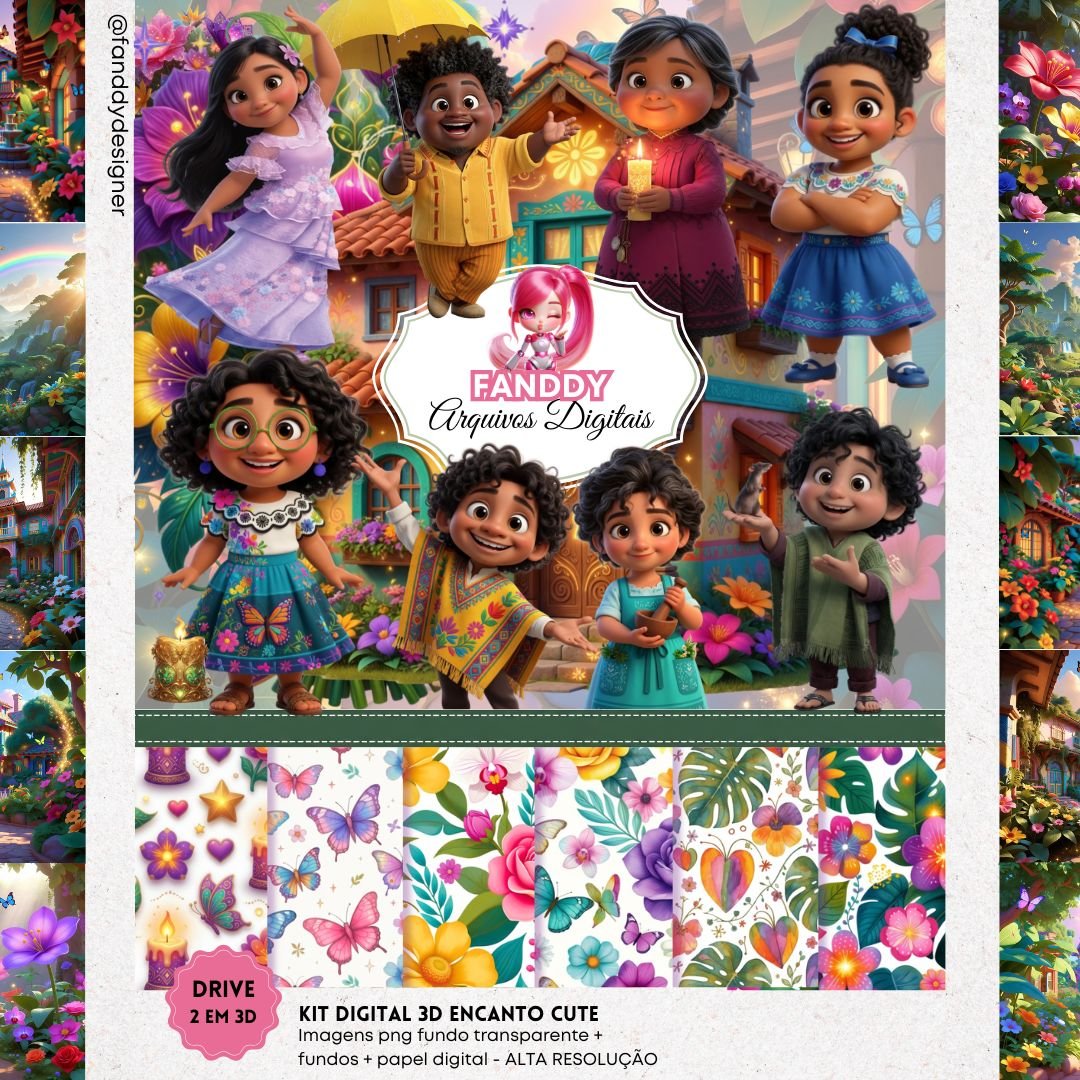 KIT-DIGITAL-ENCANTO-DISNEY-CUTE-3D Kit Digital Encanto Disney Cute 3D - Imagem 1