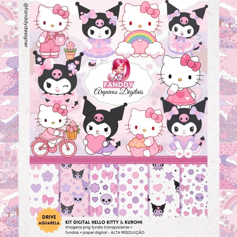 KIT-DIGITAL-HELLO-KITTY-E-KUROMI Kit Digital Hello Kitty e Kuromi - Imagem 1