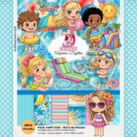 Kit Digital Pool Party Kids Aquarela