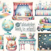 Kit Digital Back To School Clipart Bundle 2